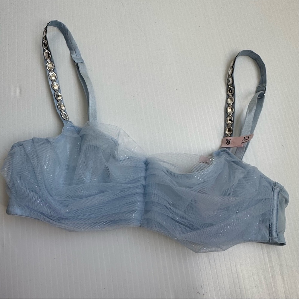 Victoria's Secret twinkle cameo Light Blue Tulle Bralette size XS baby blue - Picture 2 of 11
